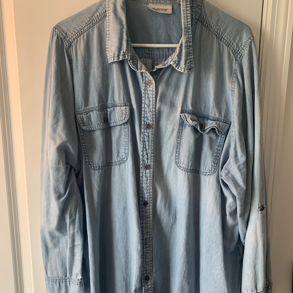 Chambray blue denim long sleeve shirt 22/24